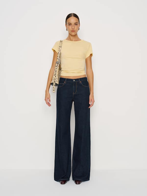 Cary Low Rise Slouchy Wide Leg Short Jeans - Ondine